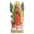 12 Inch Lady of Guadalupe with Mexican and American Flag Statues